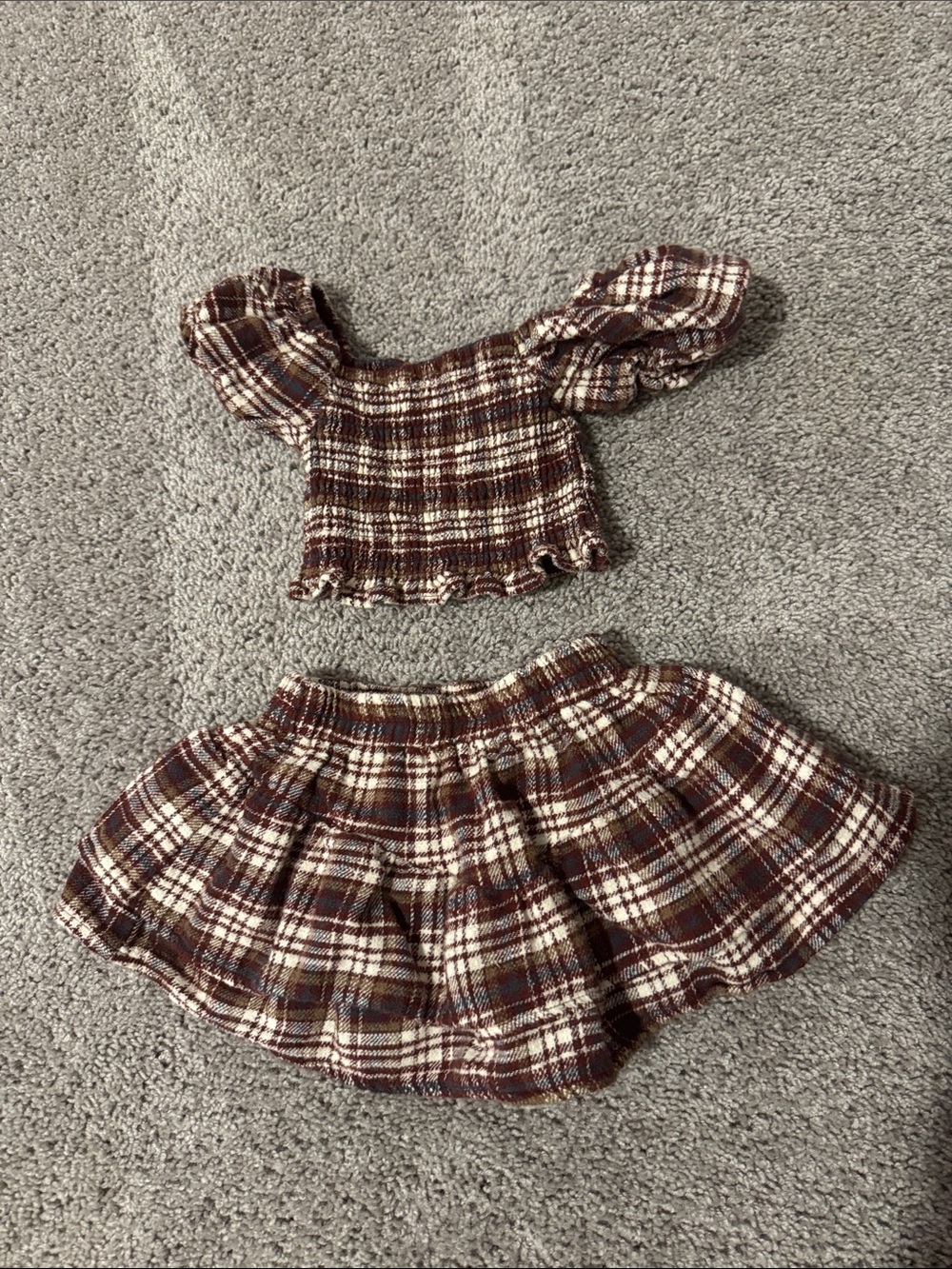 Rylee + Cru Girls Plaid Matching Set in Burgundy, Cream